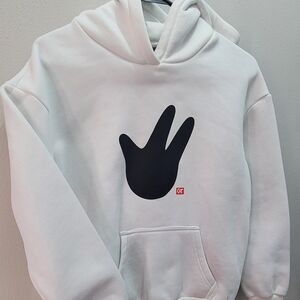 Kids White Hoodie with Black Graphic